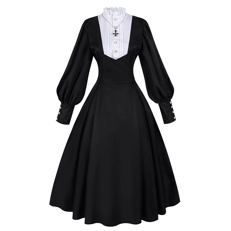 Halloween Cosplay Adult Women Priest Costume Lady Sister Cosplay Dress Full Set