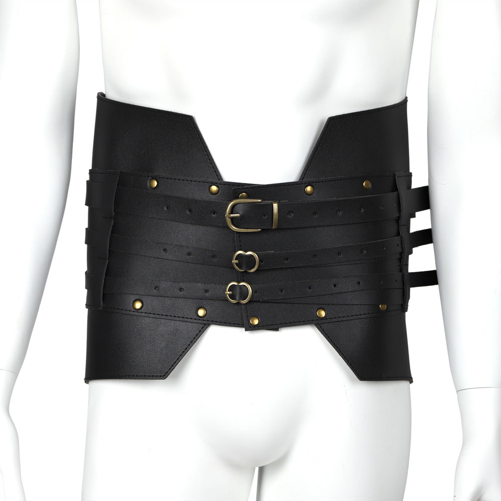 Medieval Warrior PU Leather Waist Belt Viking Renaissance LARP Steampunk Corset Armor