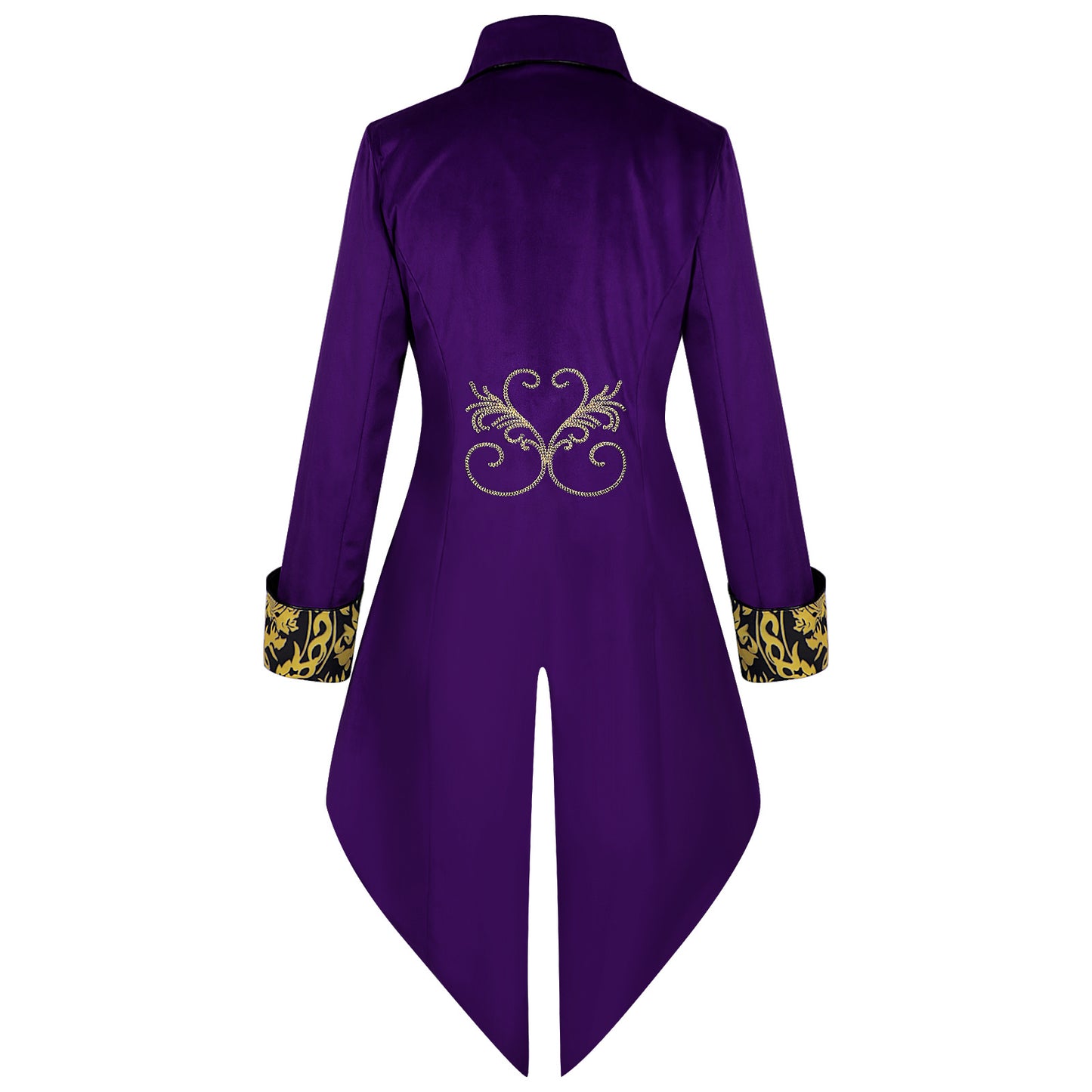 Men Vintage Steampunk Costume Tailcoat Jacket Gothic Victorian Retro Silver Edge Tuxedo Suit