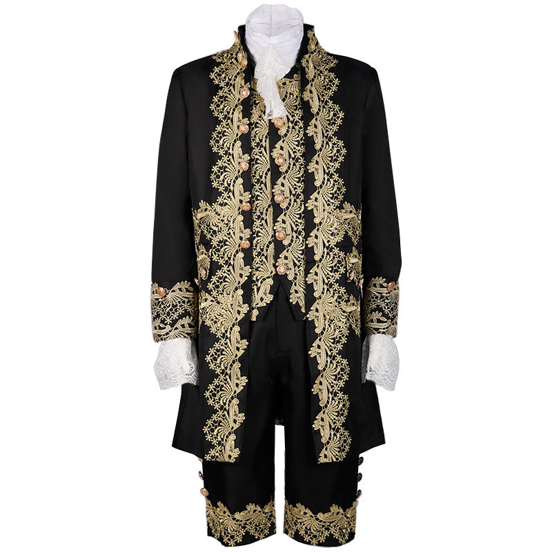 Men’s Court Prince Costume Medieval Retro Cosplay Embroidered Suit Full Set LARP