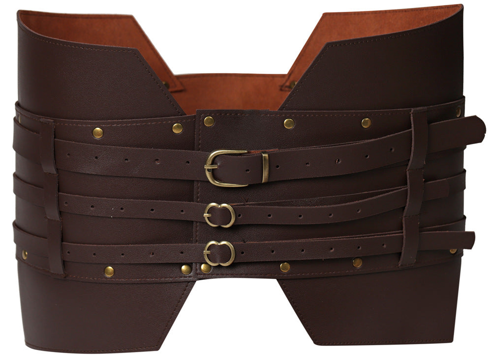 Medieval Warrior PU Leather Waist Belt Viking Renaissance LARP Steampunk Corset Armor
