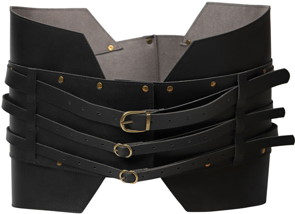 Medieval Warrior PU Leather Waist Belt Viking Renaissance LARP Steampunk Corset Armor