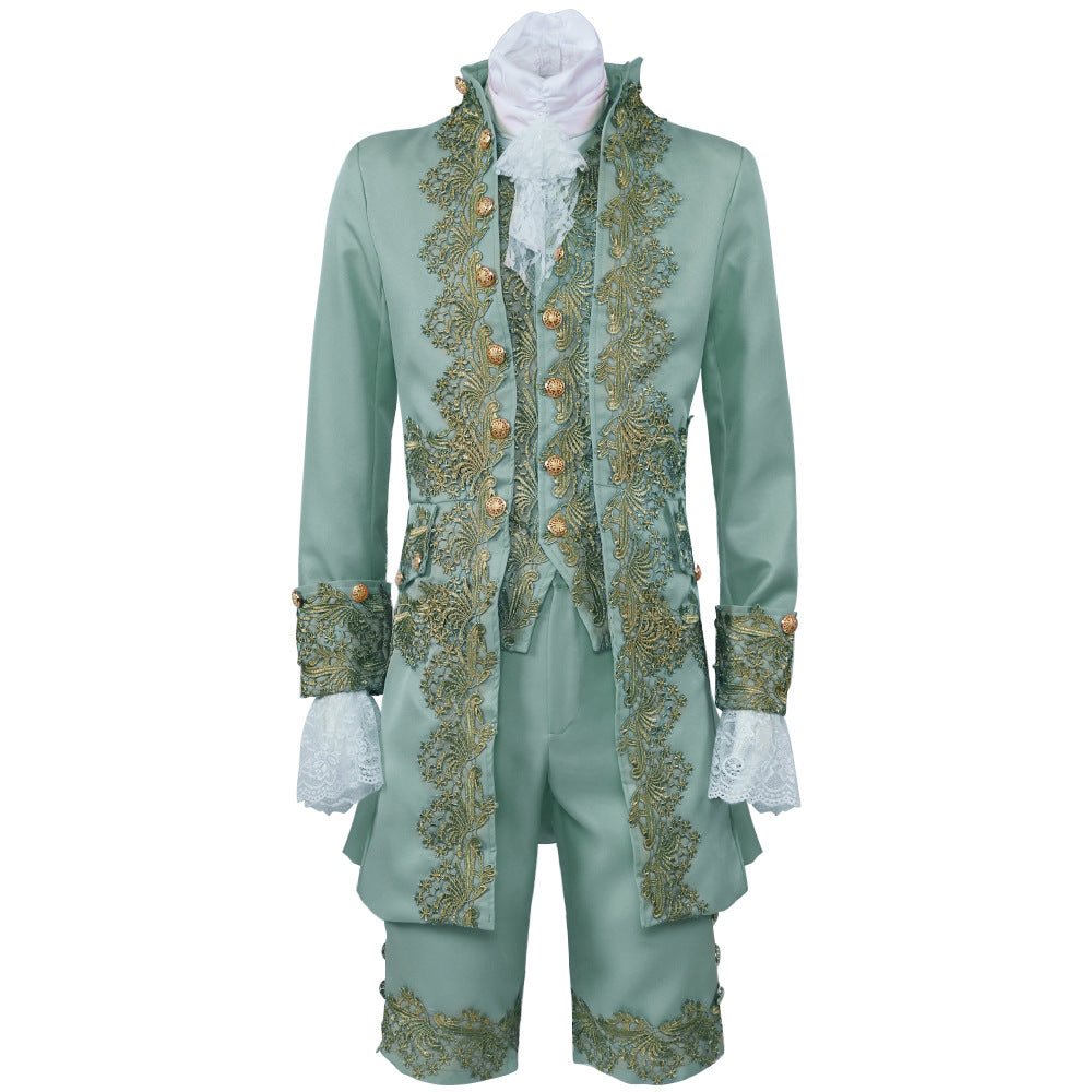 Men’s Court Prince Costume Medieval Retro Cosplay Embroidered Suit Full Set LARP