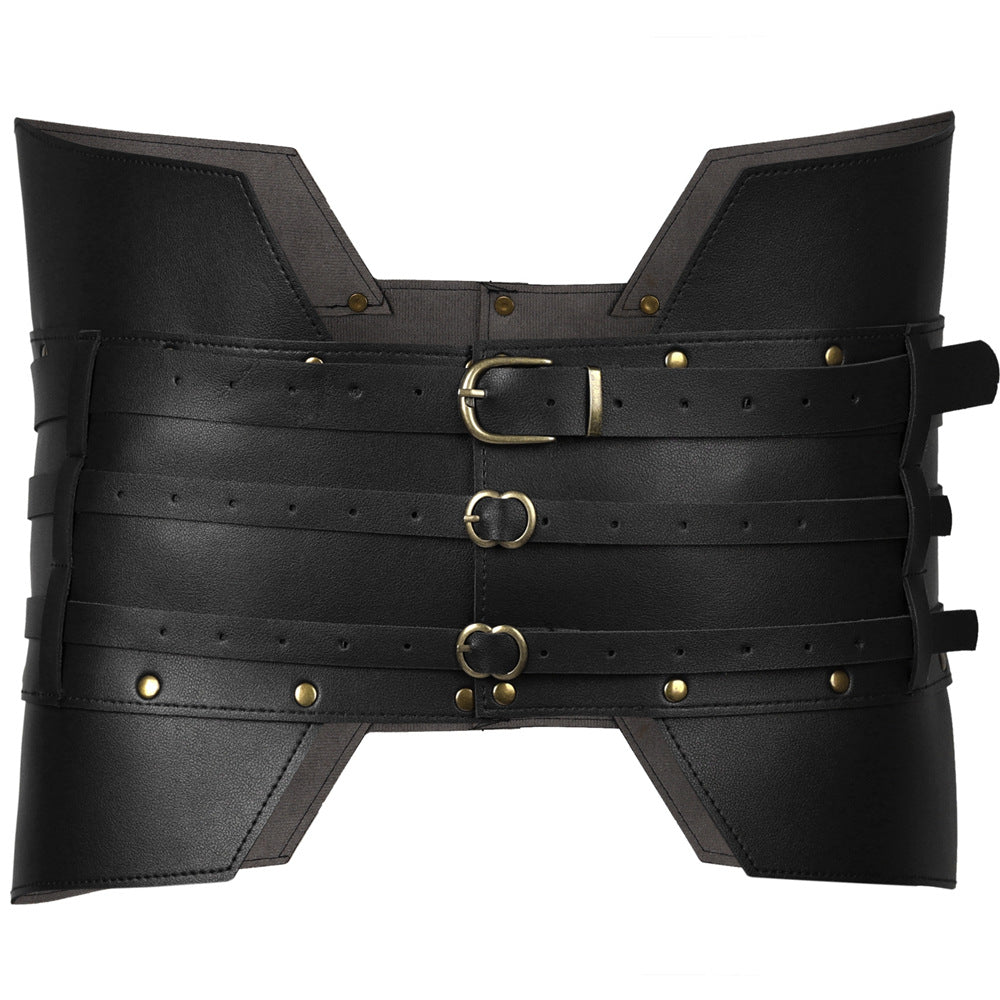 Medieval Warrior PU Leather Waist Belt Viking Renaissance LARP Steampunk Corset Armor