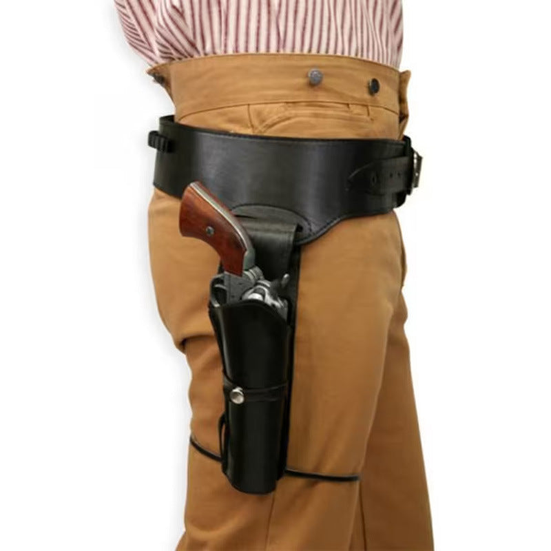 Western Costume Utility Belt – Vintage Cowboy Belt with Decorative Leg Strap