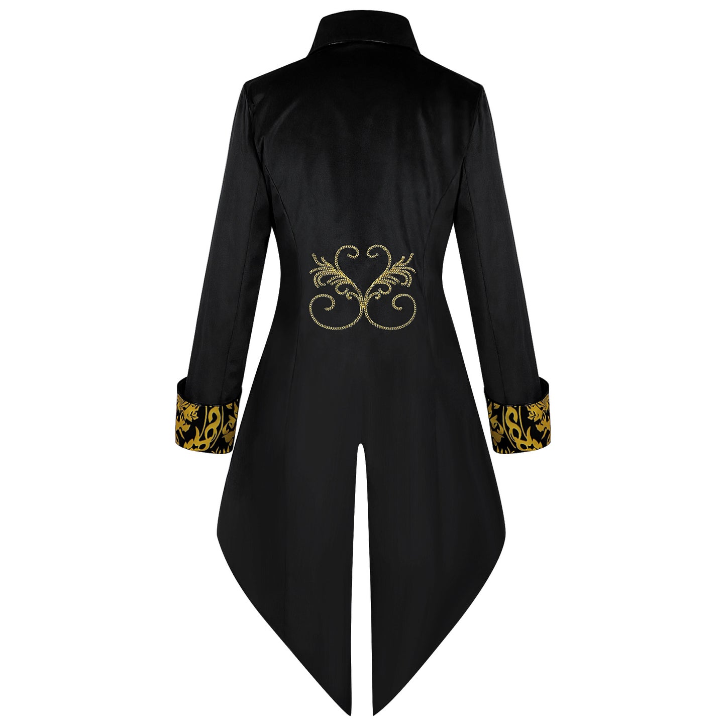 Men Vintage Steampunk Costume Tailcoat Jacket Gothic Victorian Retro Silver Edge Tuxedo Suit