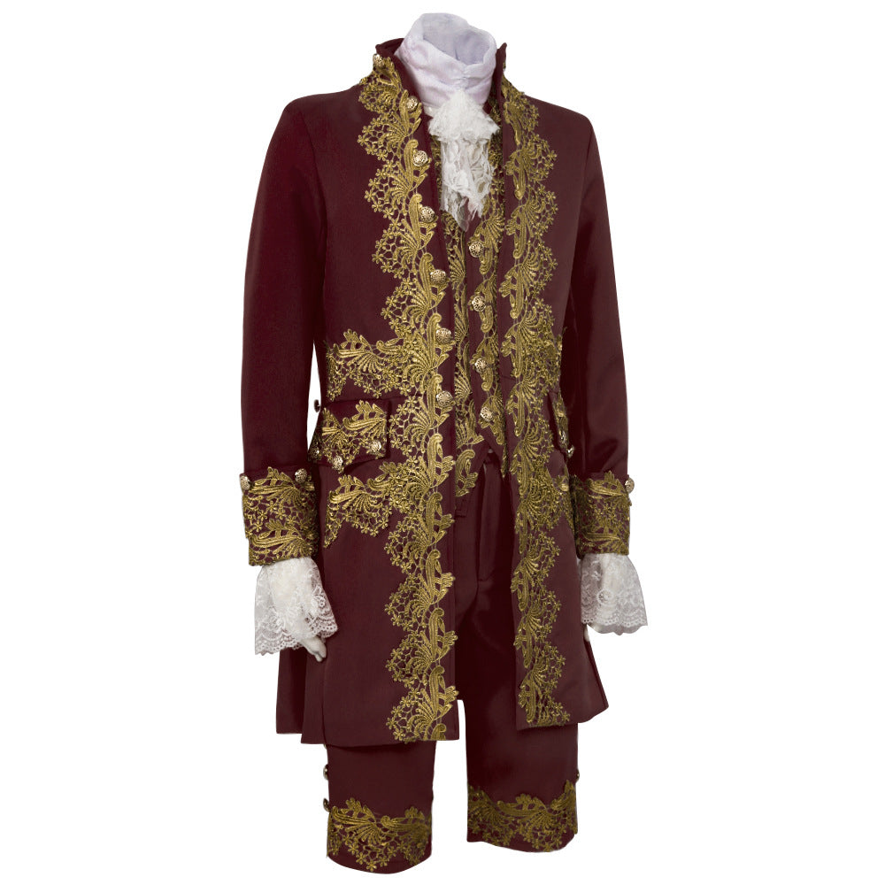 Men’s Court Prince Costume Medieval Retro Cosplay Embroidered Suit Full Set LARP