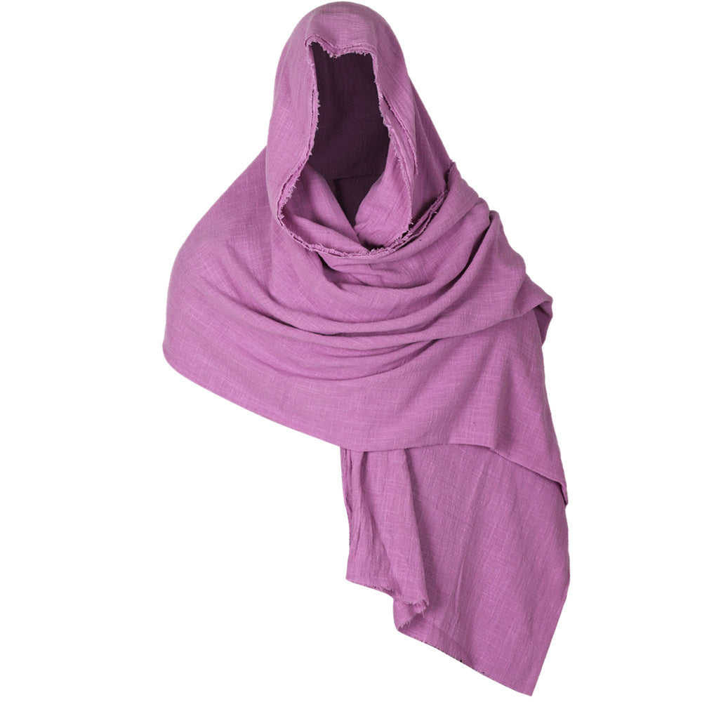 Medieval Cotton Linen Viking Hooded Scarf Shawl Renaissance Cosplay Costume Cape