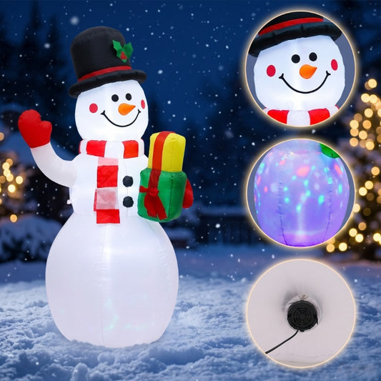 1.5M / 5FT Rotating Inflatable Snowman LED Christmas Garden Lawn Decor Plug Option