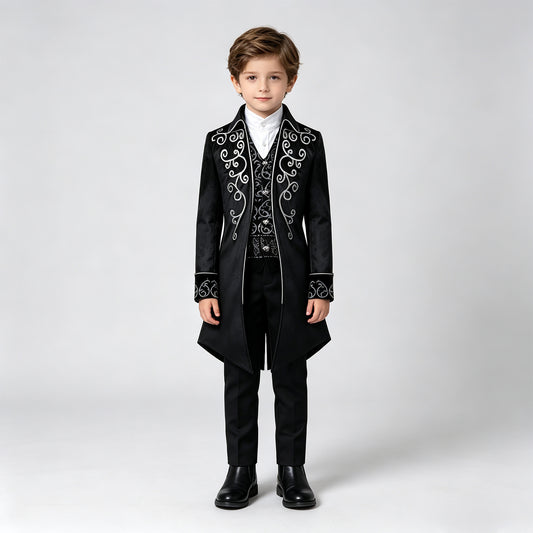 Boys Victorian Embroidered Tailcoat – Medieval Prince Costume