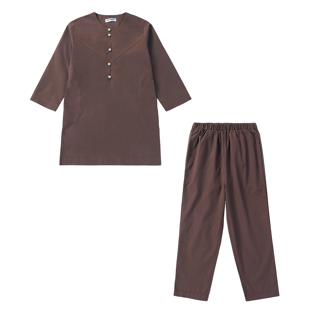 Boys' Thobe-Style Tunic & Pants Set – Middle Eastern Inspired Outfit