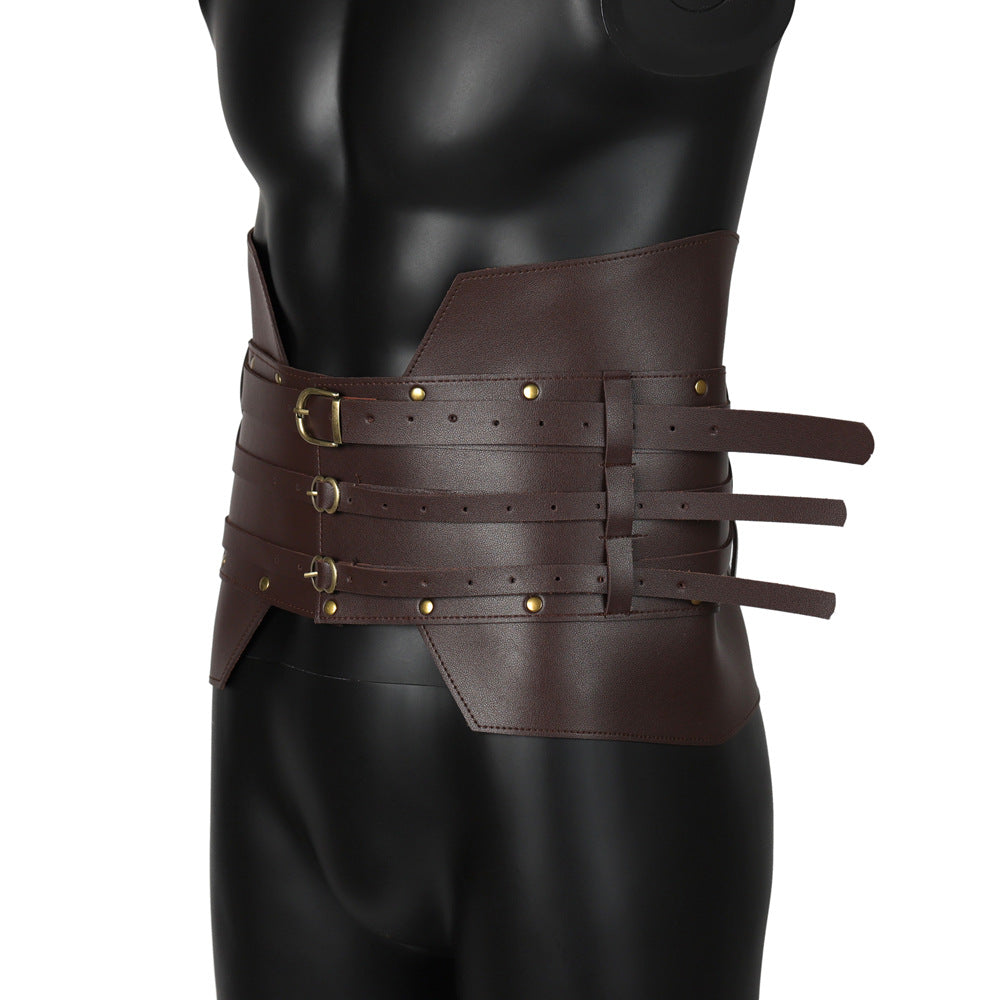 Medieval Warrior PU Leather Waist Belt Viking Renaissance LARP Steampunk Corset Armor