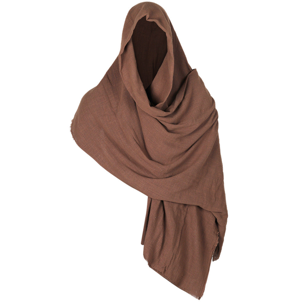 Medieval Cotton Linen Viking Hooded Scarf Shawl Renaissance Cosplay Costume Cape