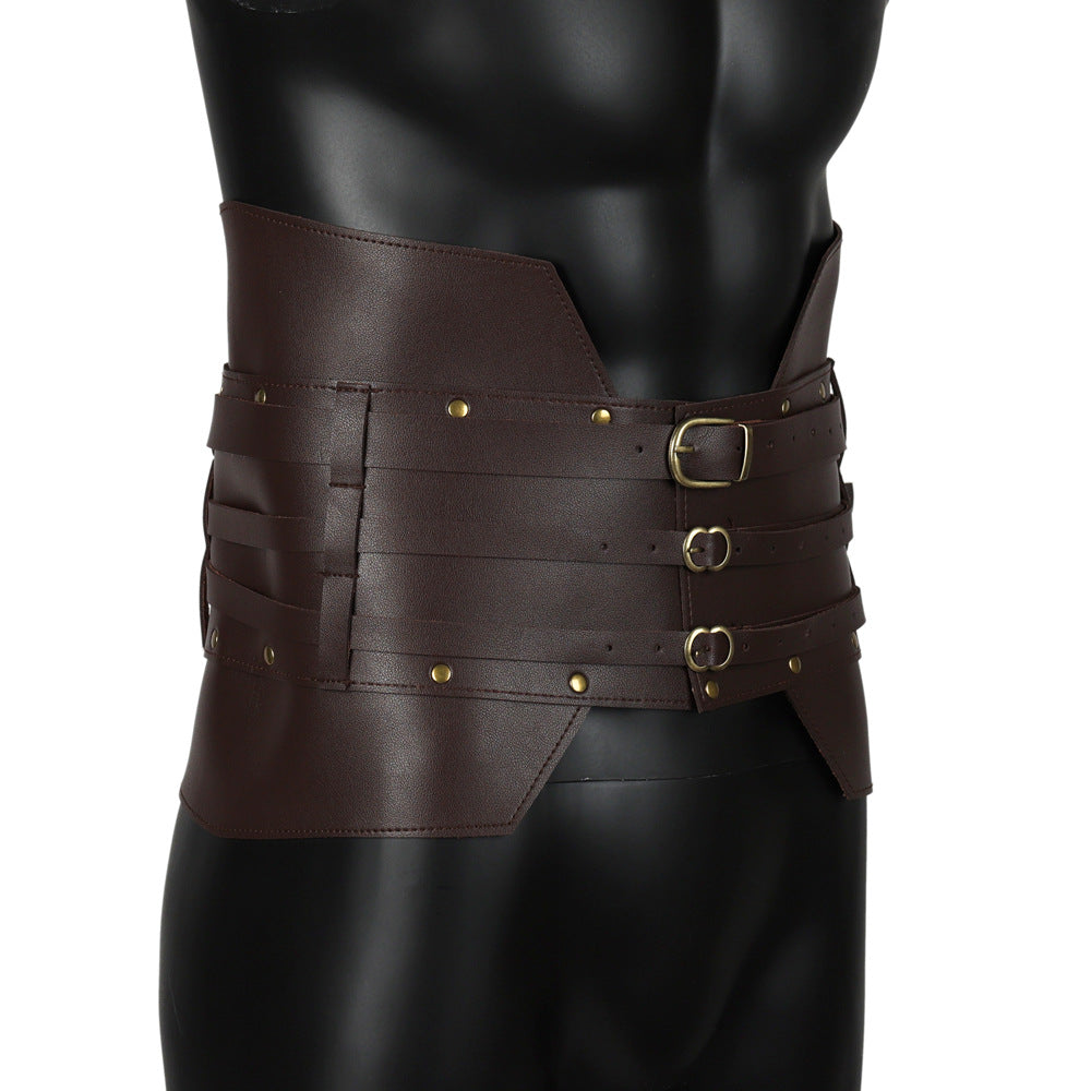 Medieval Warrior PU Leather Waist Belt Viking Renaissance LARP Steampunk Corset Armor