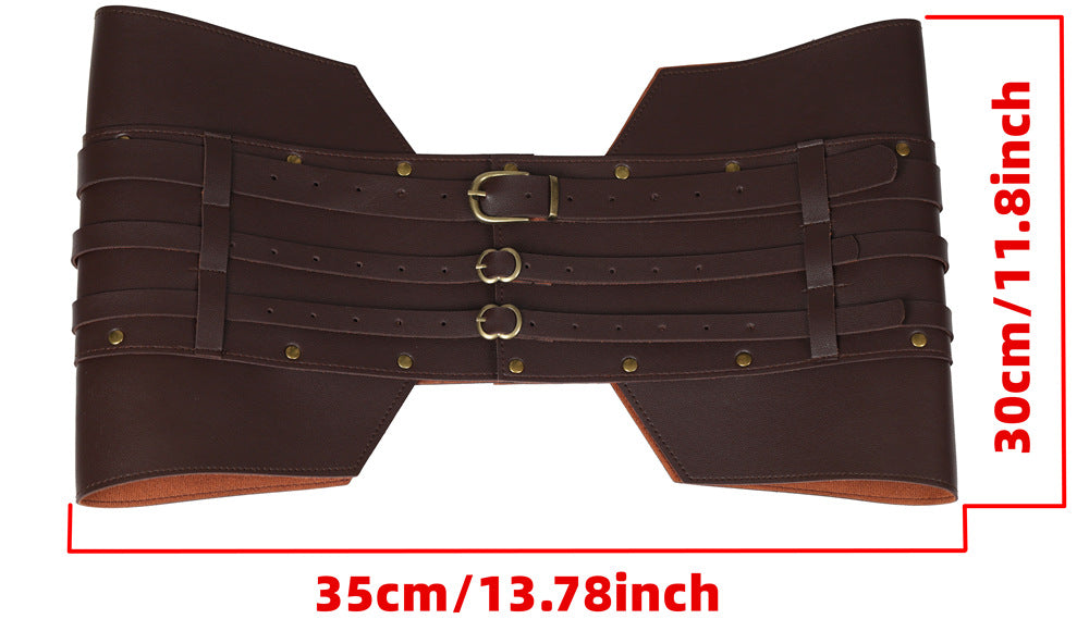 Medieval Warrior PU Leather Waist Belt Viking Renaissance LARP Steampunk Corset Armor