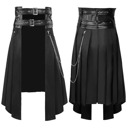 Dark Punk Rock Black Skirt Pants Unisex Gothic Streetwear Wide Leg Bottoms