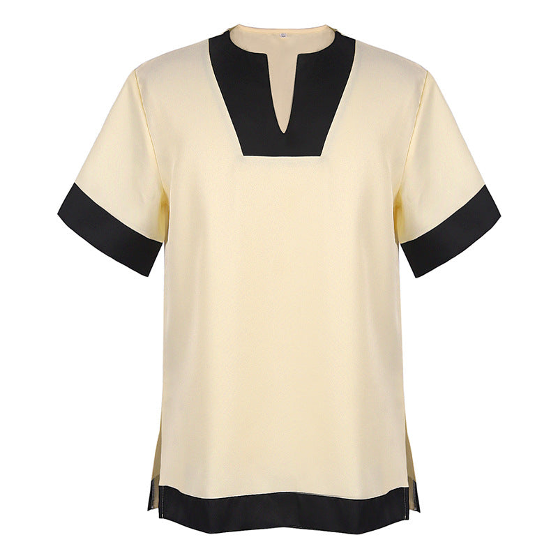 Short Sleeve Medieval Shirt Men's Warrior Top Ancient Theater Soldier Costumes