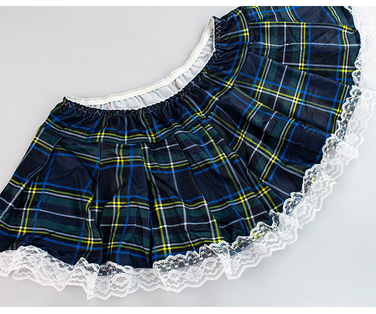 Women's Sexy School Girl Plaid Uniforms Cosplay Student Hottie Naughty Clothing Costumes Set