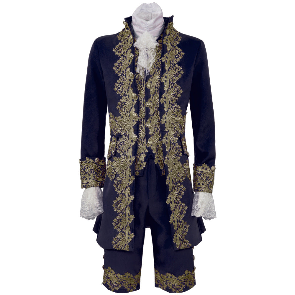 Men’s Court Prince Costume Medieval Retro Cosplay Embroidered Suit Full Set LARP