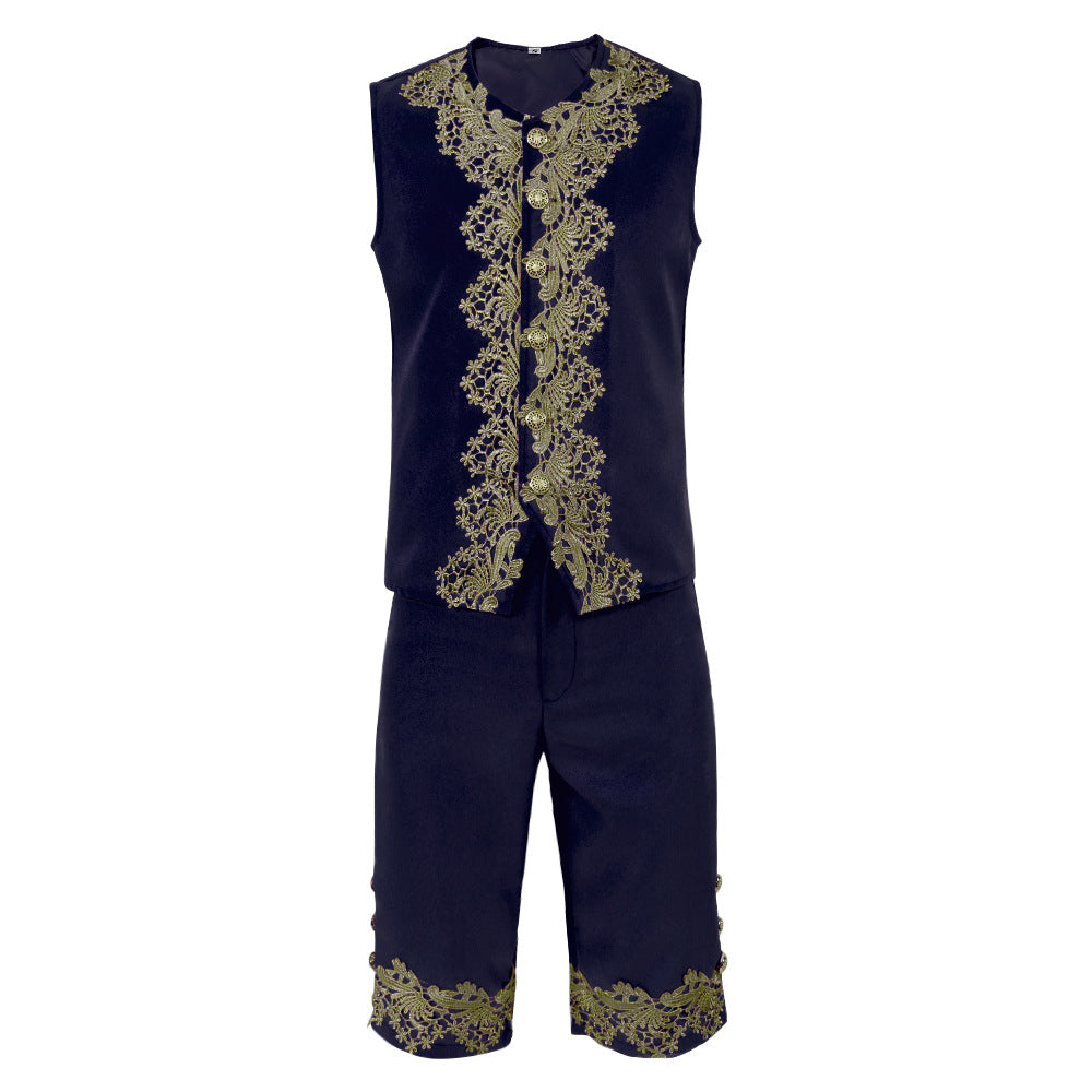 Men’s Court Prince Costume Medieval Retro Cosplay Embroidered Suit Full Set LARP