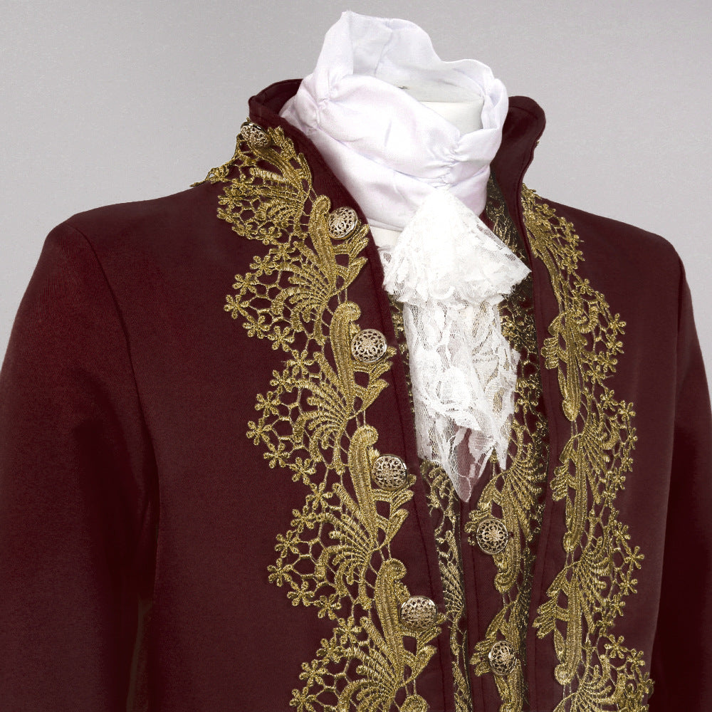 Men’s Court Prince Costume Medieval Retro Cosplay Embroidered Suit Full Set LARP