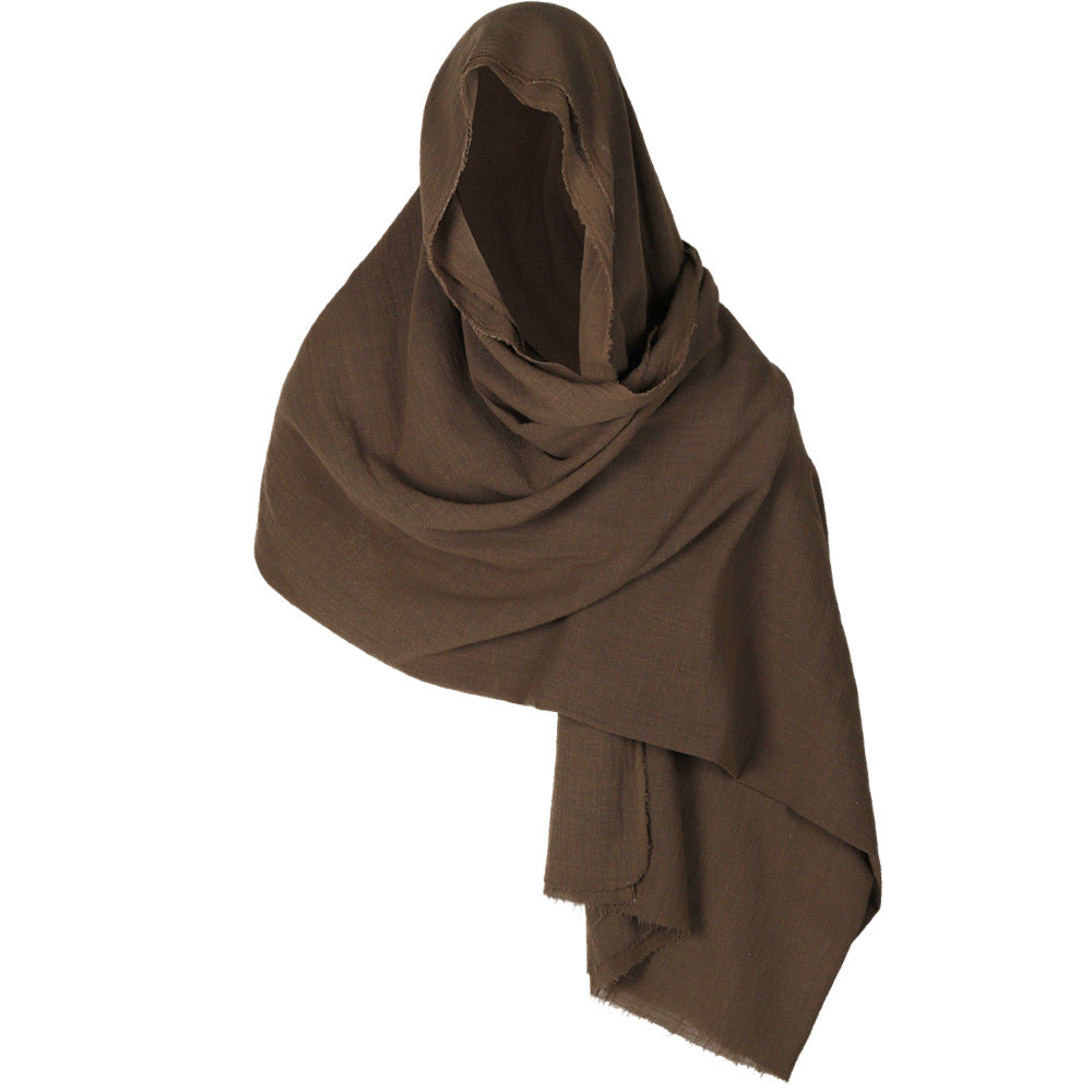 Medieval Cotton Linen Viking Hooded Scarf Shawl Renaissance Cosplay Costume Cape