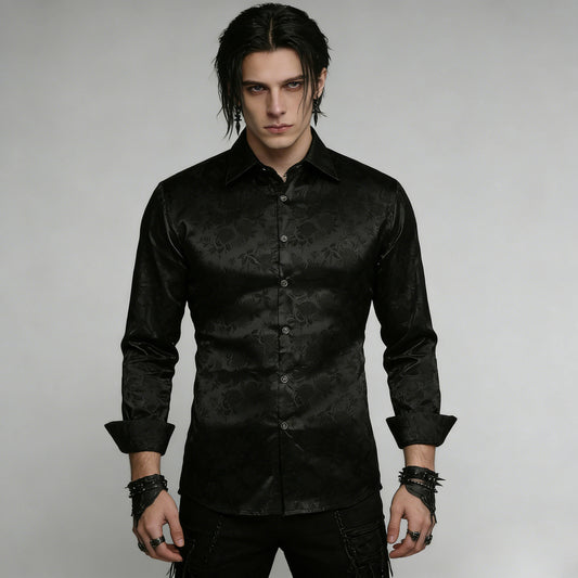 Luxury Black Long Sleeve Button-Up – Wedding / Prom / Party Formal Shirt