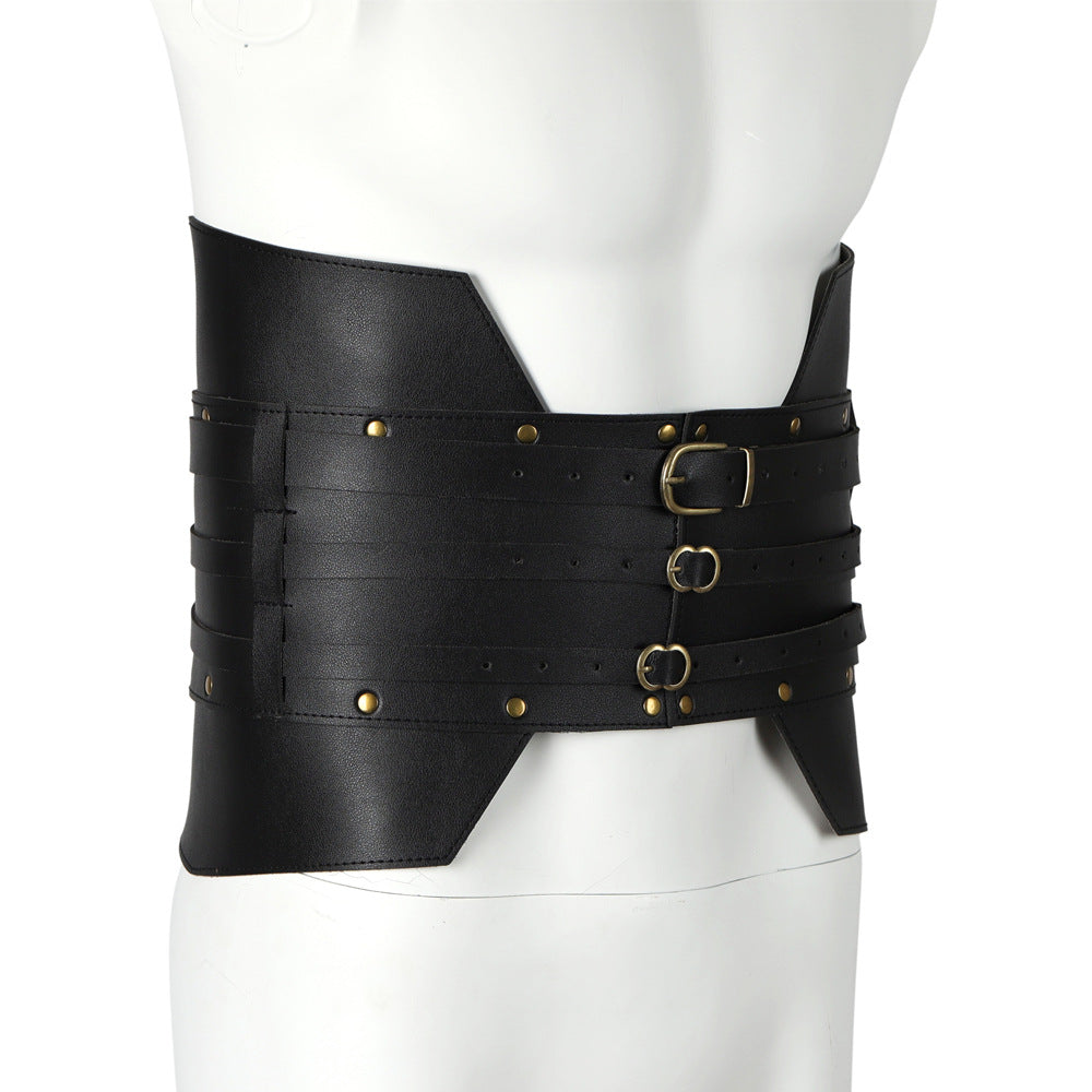 Medieval Warrior PU Leather Waist Belt Viking Renaissance LARP Steampunk Corset Armor