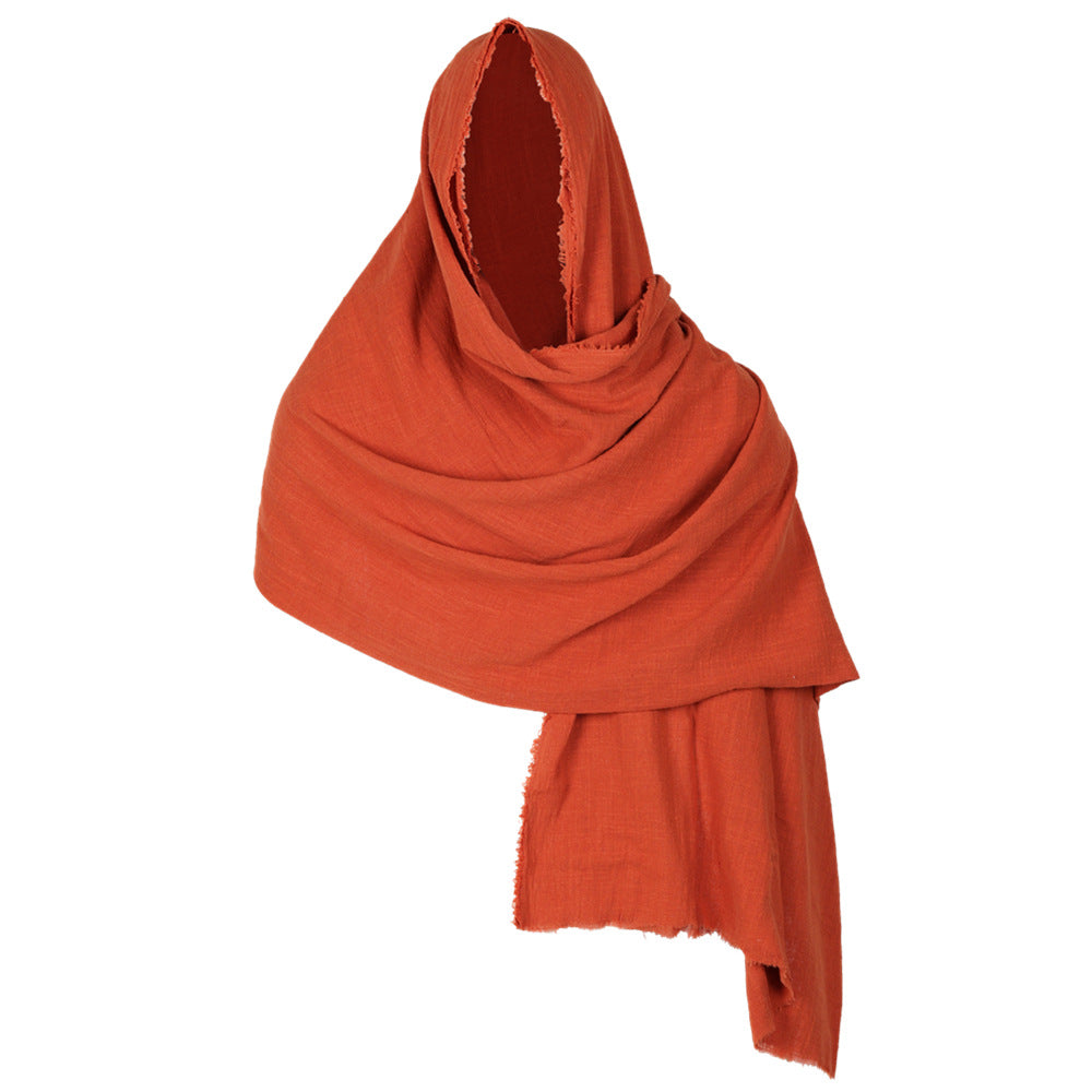Medieval Cotton Linen Viking Hooded Scarf Shawl Renaissance Cosplay Costume Cape