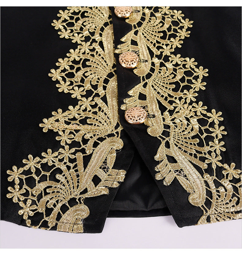 Men’s Court Prince Costume Medieval Retro Cosplay Embroidered Suit Full Set LARP