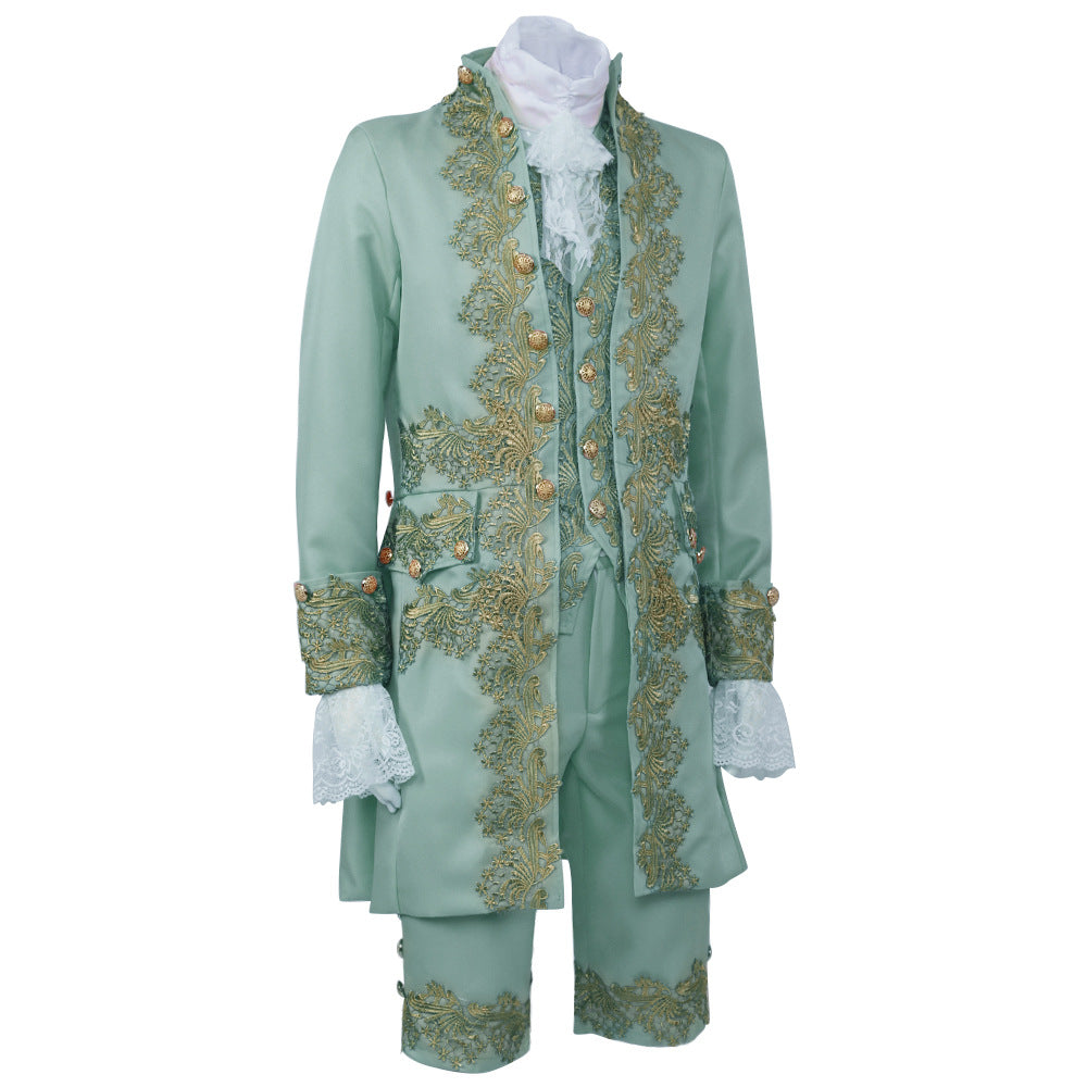 Men’s Court Prince Costume Medieval Retro Cosplay Embroidered Suit Full Set LARP