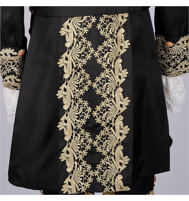 Men’s Court Prince Costume Medieval Retro Cosplay Embroidered Suit Full Set LARP