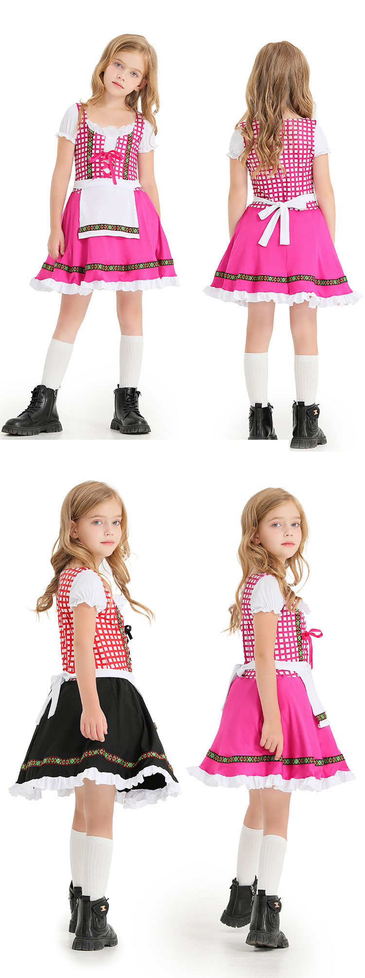 Girls Bavarian Dirndl Costume German Oktoberfest Party Performance Dress