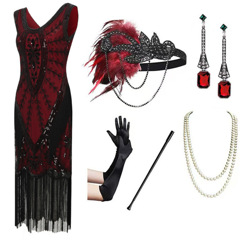 Black Red 1920s Flapper Dress – Women's Gatsby Costume