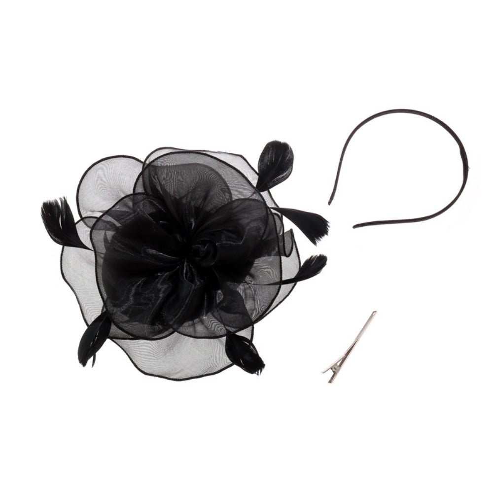Elegant Women’s Faux Linen Feather Headpiece – Melbourne Cup Fascinator Hat for Weddings, Evening Parties, Races, and Formal Fashion Events