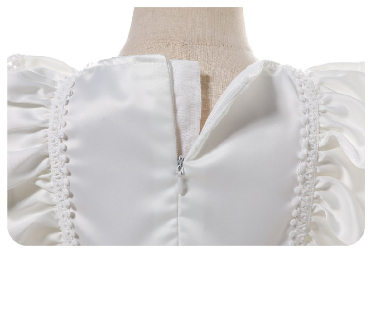 Long Sleeve Baby Girl Christening Dress – Spring Autumn Lace Princess Gown