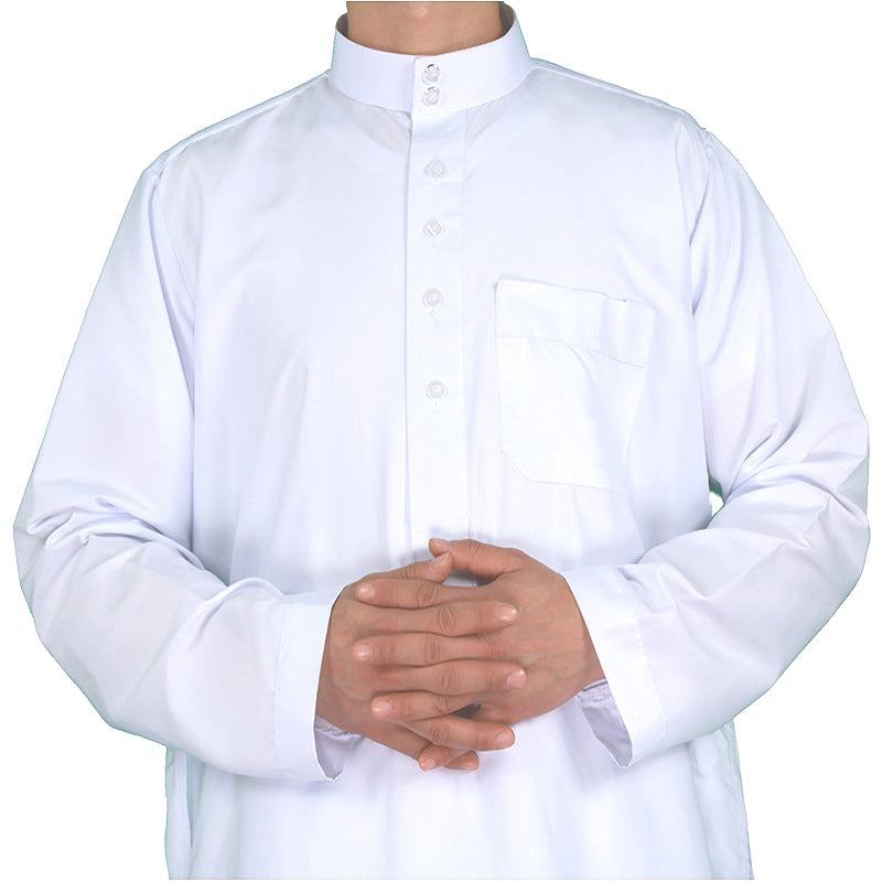 Mens Muslim Clothing Saudi Arab Long Sleeve Thobe Islamic Jubba Kaftan Long Robe Bisht