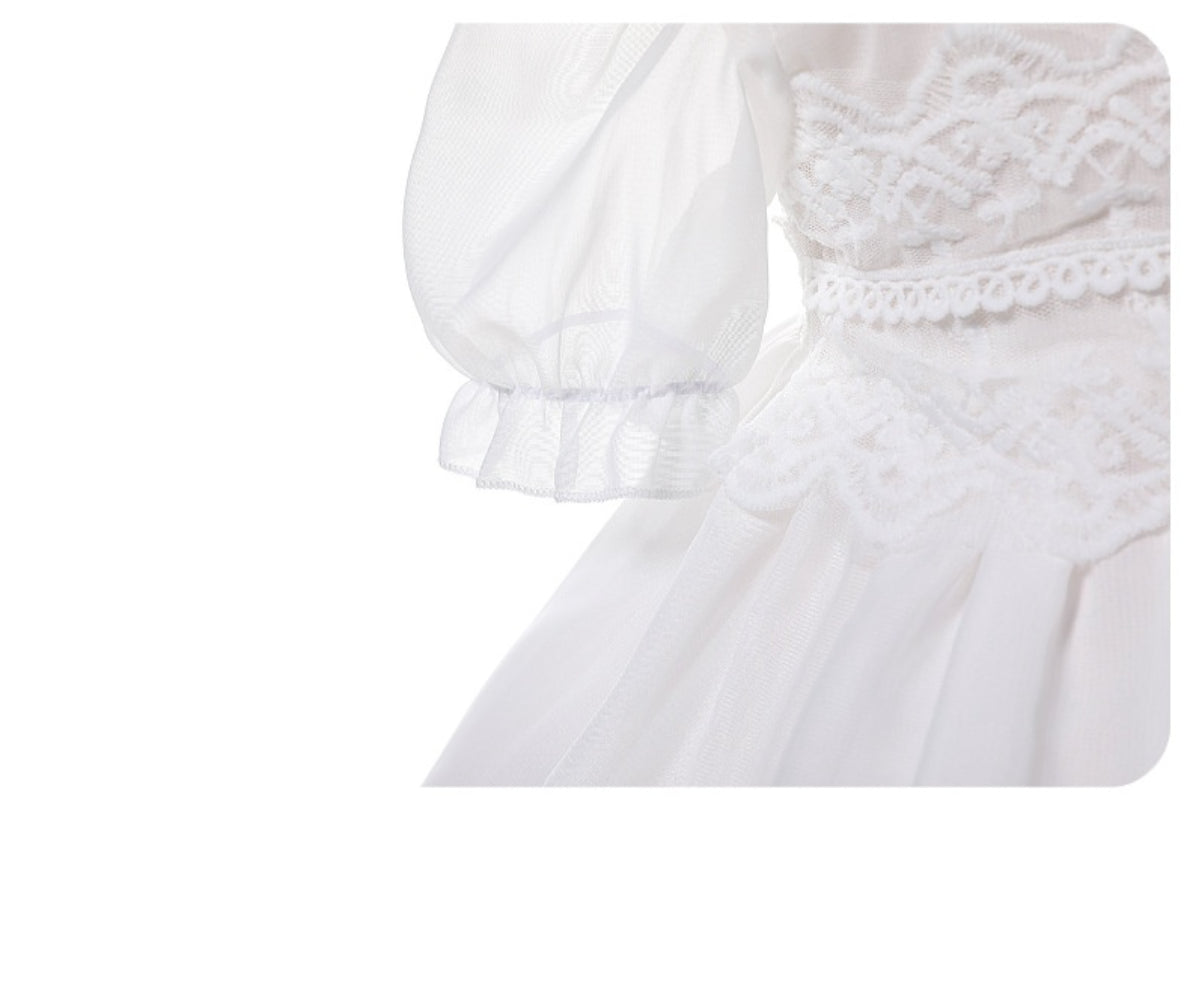 Lightweight Baby Girl Chiffon Lace Christening Dress – Infant Princess Outfit