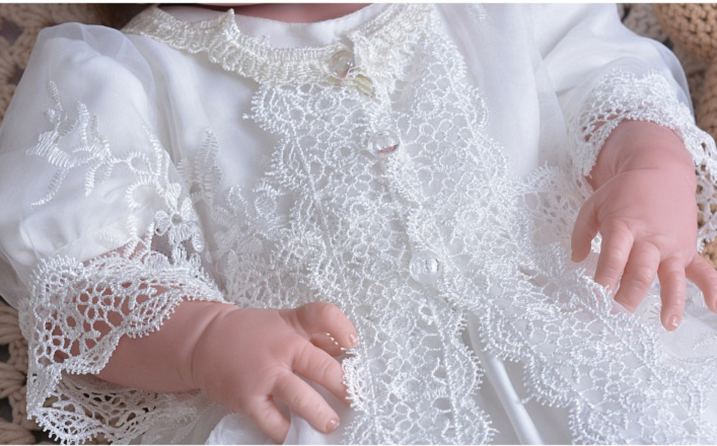 Luxury Baby Girl Lace Baptism Gown Set – Princess Christening Dress