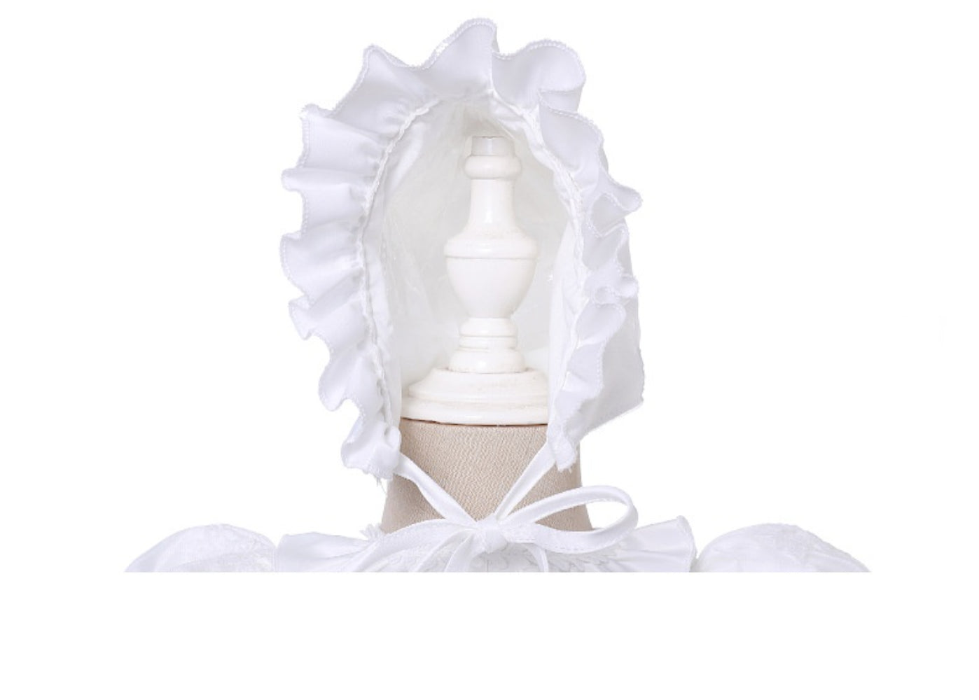 Baby Girl Long Lace Christening Gown with Bonnet – Infant Baptism Dress