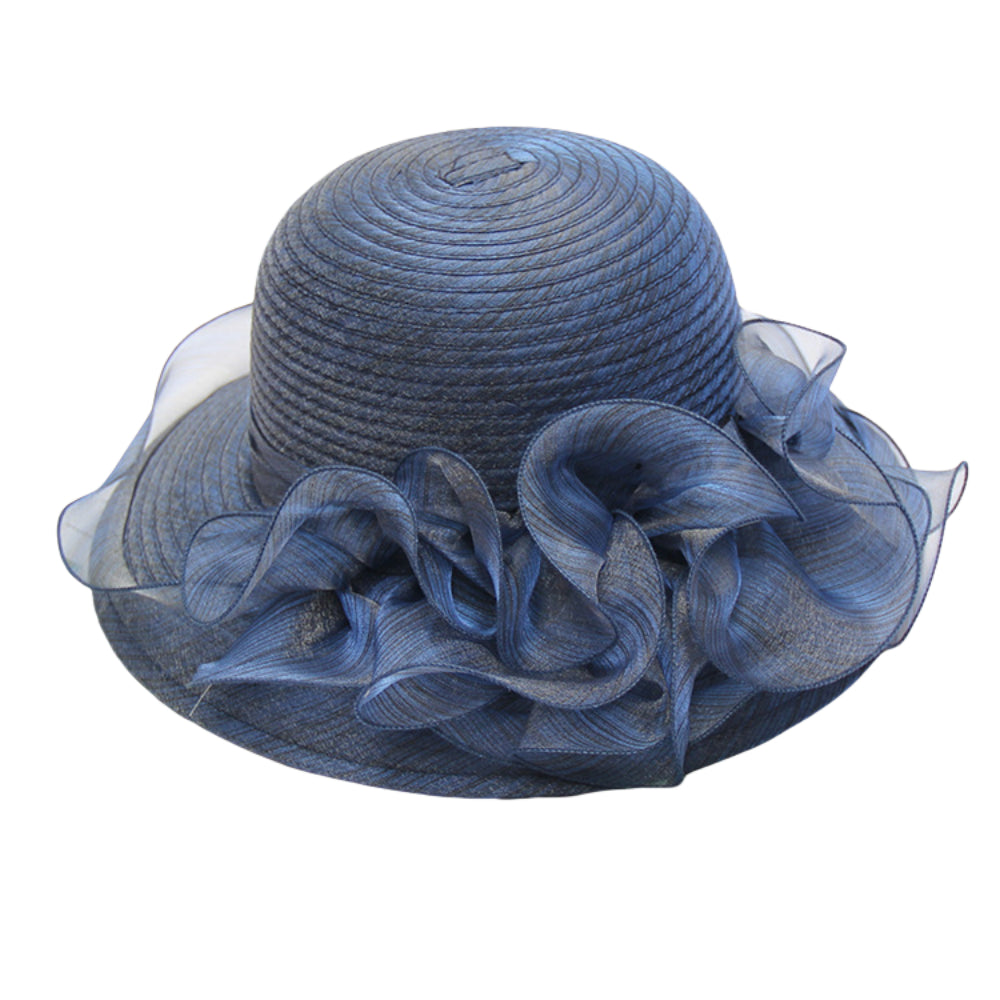 Elegant Women’s Organza Wide Brim Sun Hat – Foldable Floral Summer Beach Hat for Melbourne Cup, Garden Party, Outdoor Events