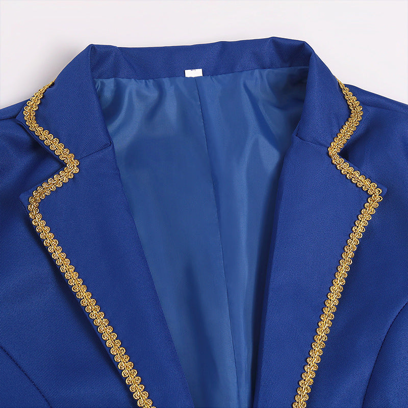 Men’s Mid-Length Punk Tailcoat w/ Gold Trim – Medieval/Victorian | S–3XL