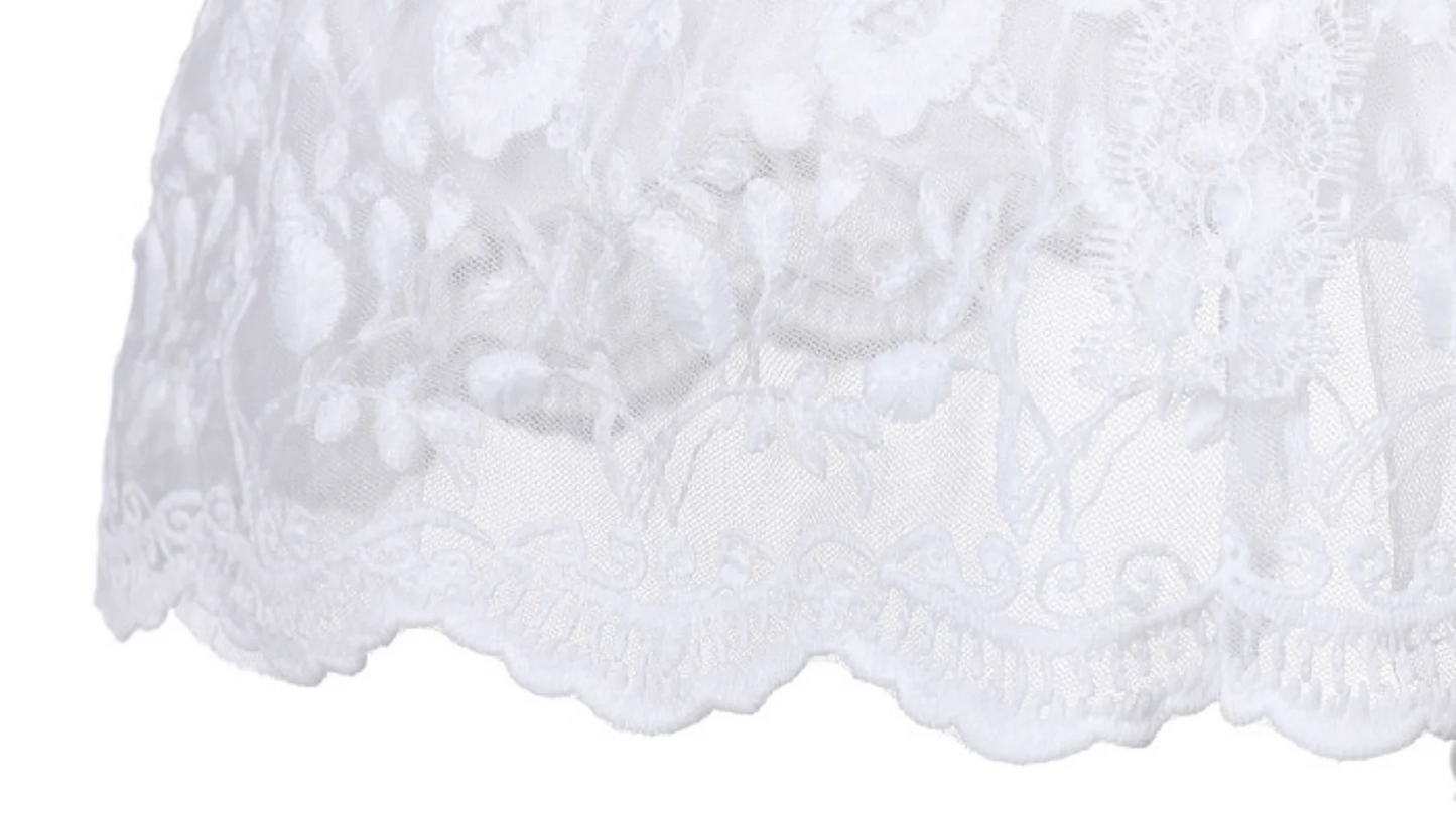 Baby Girl Lace Princess Dress with Hat – Puffy Tulle Gown Christenings