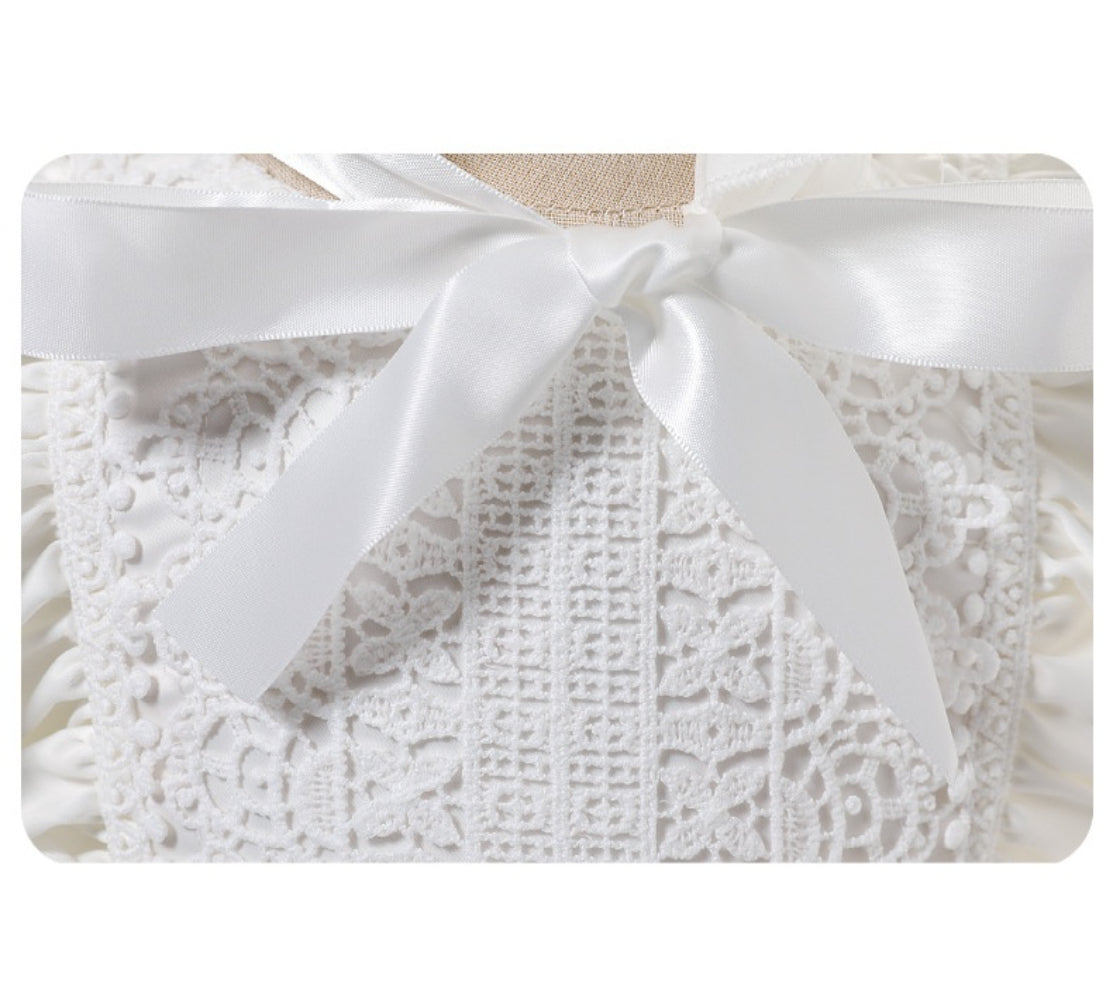 Long Sleeve Baby Girl Christening Dress – Spring Autumn Lace Princess Gown