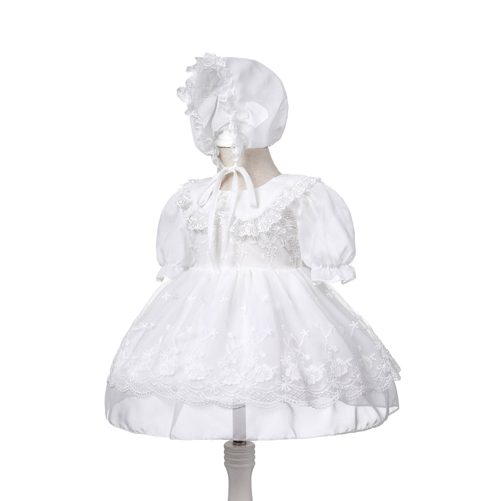 Lightweight Breathable Baby Girl Lace Dress – Ivory Christening Gown
