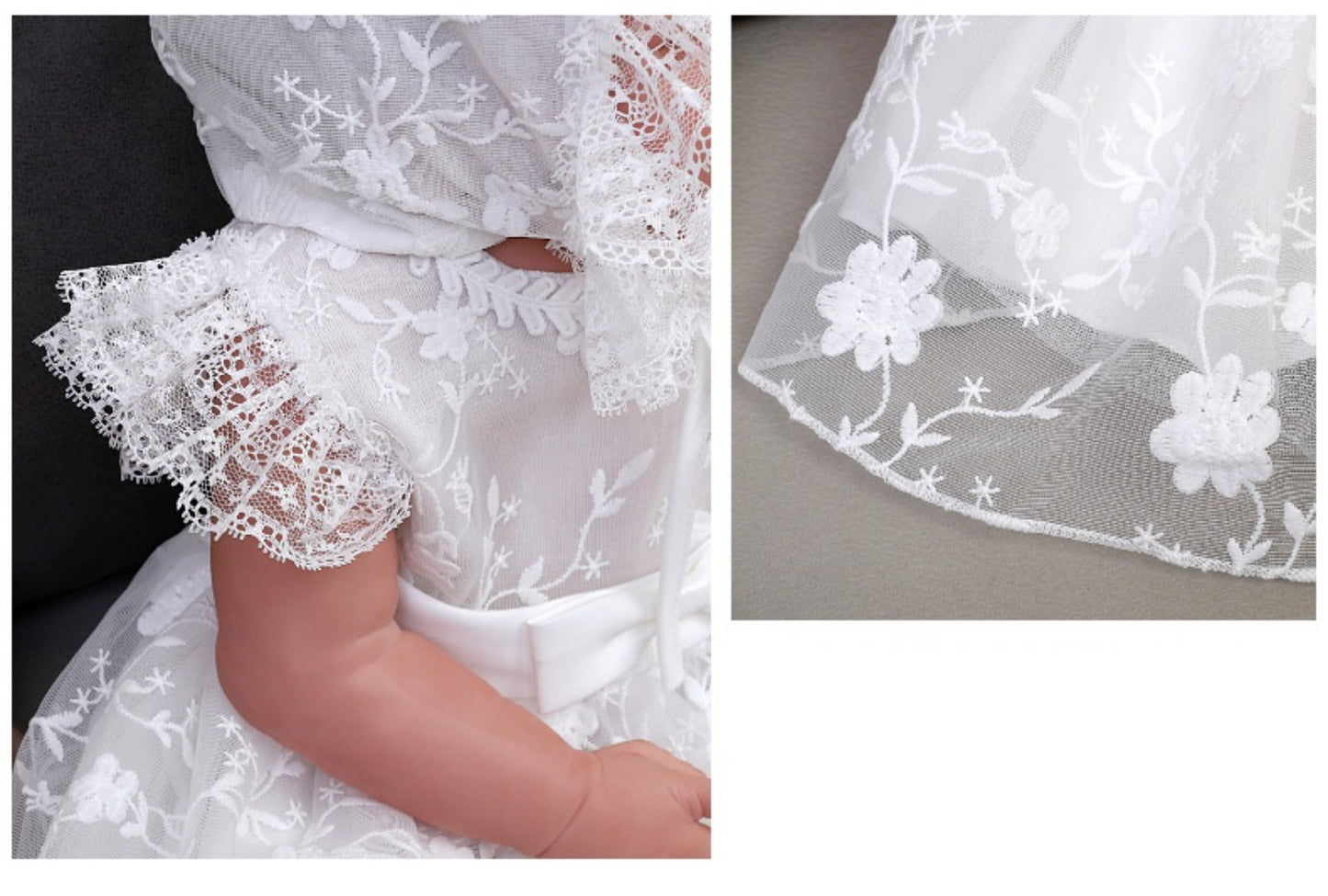 Lightweight Baby Girl Tulle Christening Dress – Ivory Princess Gown