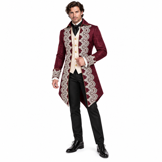 Men's Steampunk Medieval Jacket Gothic Victorian Tailcoat Era Frock Jacket Uniform
