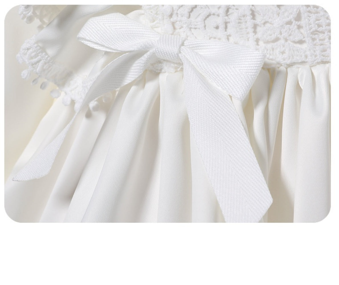 Long Sleeve Baby Girl Christening Dress – Spring Autumn Lace Princess Gown