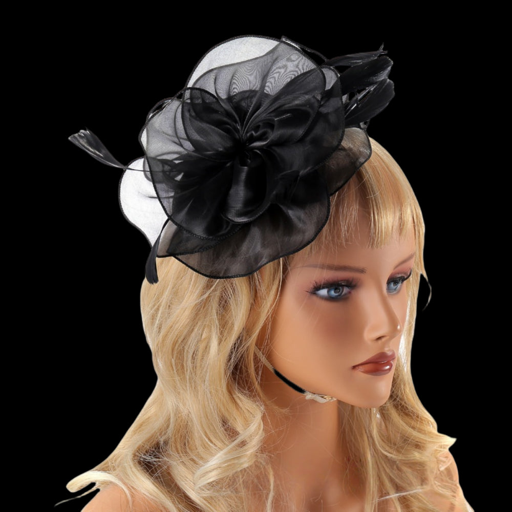 Elegant Women’s Faux Linen Feather Headpiece – Melbourne Cup Fascinator Hat for Weddings, Evening Parties, Races, and Formal Fashion Events