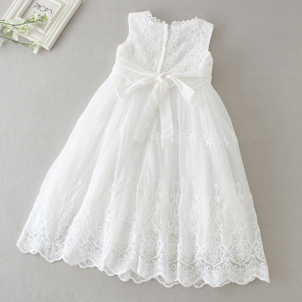 Elegant Lace Baby Christening Gown with Bonnet